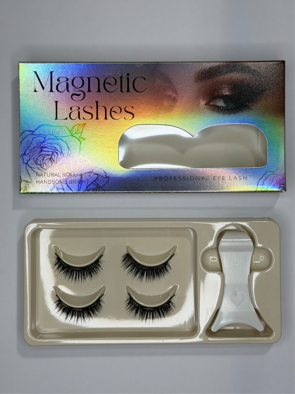 2 Pair Magnetic Lash Set No Glue False Eyelashes With Applicator Tool